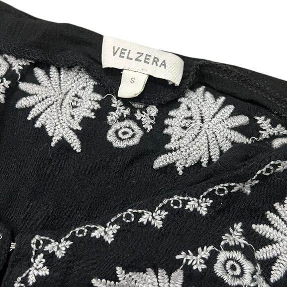 Velzera Black Bohemian Embroidered High Low Lightweight Rayon Dress S - Picture 4 of 5